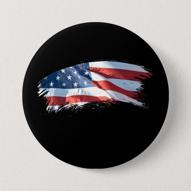 Patriotic Brush Stroke American Flag 7.5 Cm Round Badge (Front)