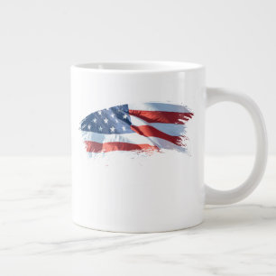 Patriotic Brush Stroke American Flag Large Coffee Mug