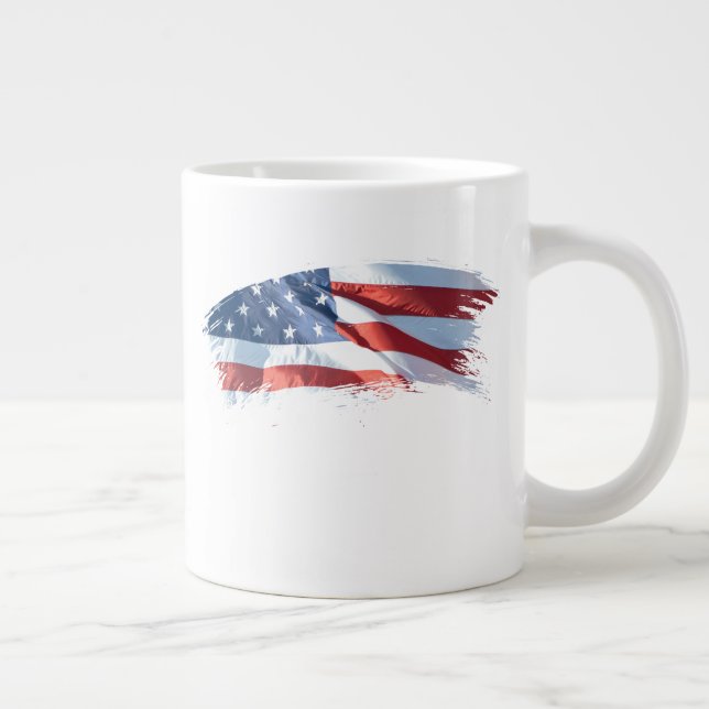Patriotic Brush Stroke American Flag Large Coffee Mug (Right)