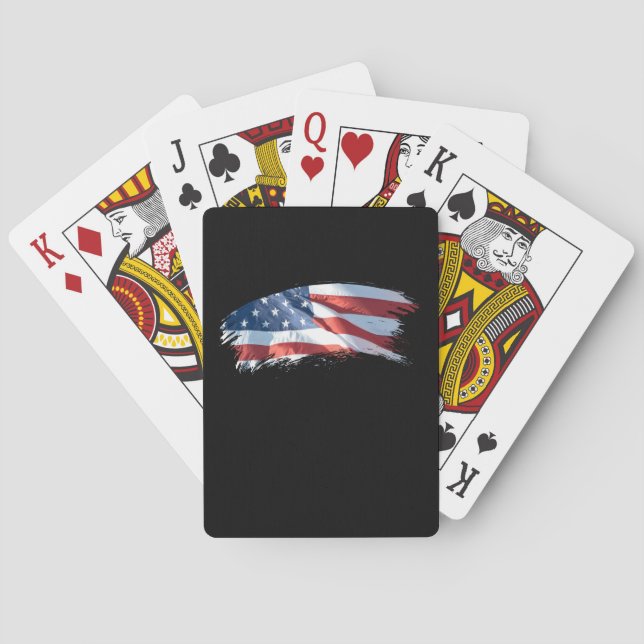Patriotic Brush Stroke American Flag Playing Cards (Back)