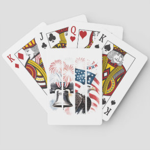 Patriotic Brushstroke – Fireworks, Flag, Eagle Playing Cards
