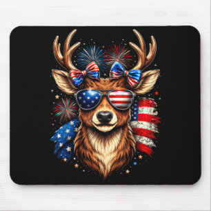 Patriotic buck deer american flag sunglasses 4th o mouse mat
