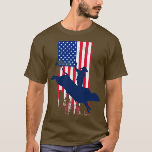 Patriotic Bucking Bull Rider Cowboy with American  T-Shirt