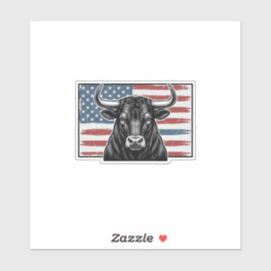 Patriotic Bull Flag Vintage Engraving Design_1