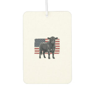 Patriotic Bull Flag Vintage Engraving Graphic_1 Car Air Freshener