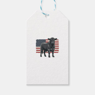 Patriotic Bull Flag Vintage Engraving Graphic_1 Gift Tags