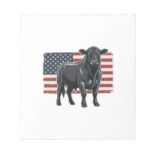 Patriotic Bull Flag Vintage Engraving Graphic_1 Notepad