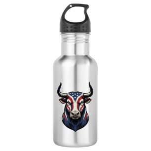 Patriotic Bull Head Vintage Engraving Design_1 532 Ml Water Bottle