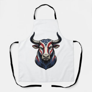 Patriotic Bull Head Vintage Engraving Design_1 Apron