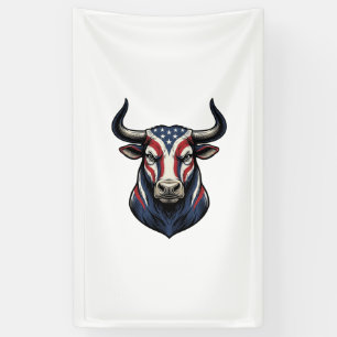 Patriotic Bull Head Vintage Engraving Design_1 Banner