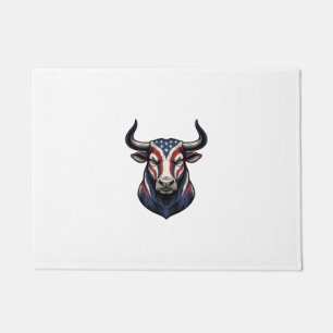 Patriotic Bull Head Vintage Engraving Design_1 Doormat