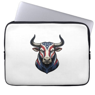 Patriotic Bull Head Vintage Engraving Design_1 Laptop Sleeve