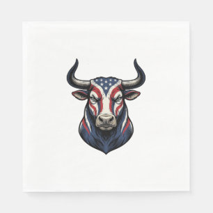 Patriotic Bull Head Vintage Engraving Design_1 Napkin