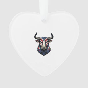 Patriotic Bull Head Vintage Engraving Design_1 Ornament