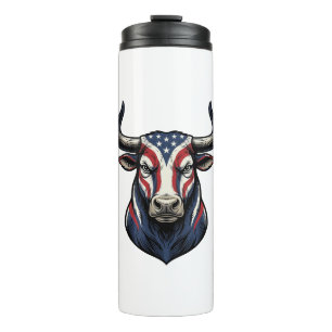 Patriotic Bull Head Vintage Engraving Design_1 Thermal Tumbler