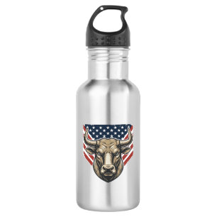Patriotic Bull Head Vintage Engraving Vector Art_1 532 Ml Water Bottle