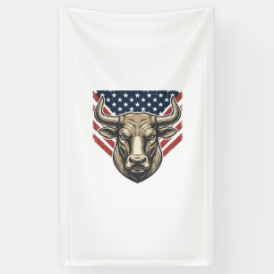 Patriotic Bull Head Vintage Engraving Vector Art_1 Banner