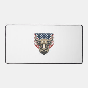 Patriotic Bull Head Vintage Engraving Vector Art_1 Desk Mat