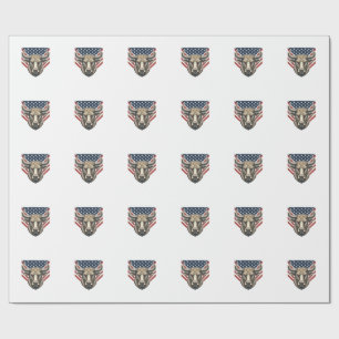 Patriotic Bull Head Vintage Engraving Vector Art_1 Wrapping Paper