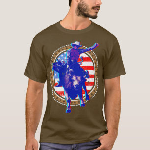 Patriotic Bull Rider American Flag T-Shirt