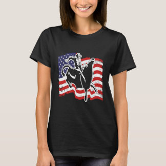 Patriotic Bull Rider Western Rodeo American Flag B T-Shirt