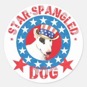 Patriotic Bull Terrier Classic Round Sticker
