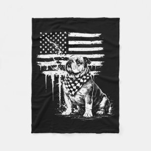 Patriotic bulldog american flag 4th of july usa do fleece blanket