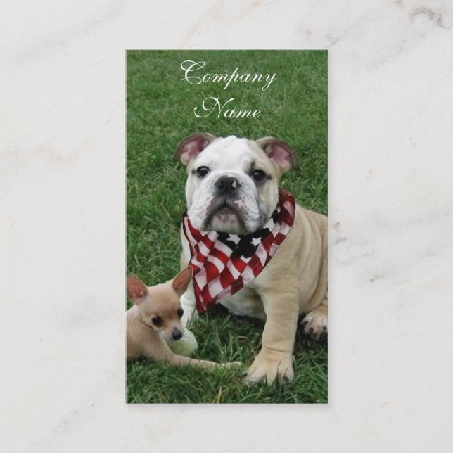 patriotic bulldog business card (Front)