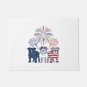 Patriotic Bulldog Fireworks Vintage Vector Design_ Doormat