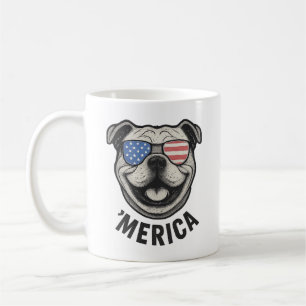 Patriotic Bulldog 'MERICA � USA Flag Sunglasses De Coffee Mug
