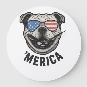 Patriotic Bulldog 'MERICA � USA Flag Sunglasses De Large Clock