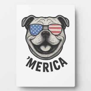 Patriotic Bulldog 'MERICA � USA Flag Sunglasses De Plaque