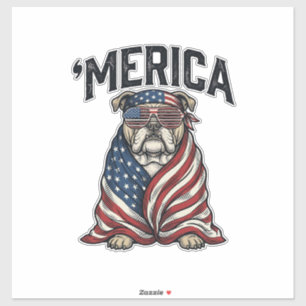 Patriotic Bulldog 'Merica Vintage Vector Shirt Des