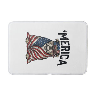 Patriotic Bulldog 'Merica Vintage Vector Shirt Des Bath Mat