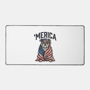 Patriotic Bulldog 'Merica Vintage Vector Shirt Des Desk Mat