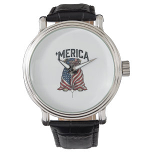 Patriotic Bulldog 'Merica Vintage Vector Shirt Des Watch