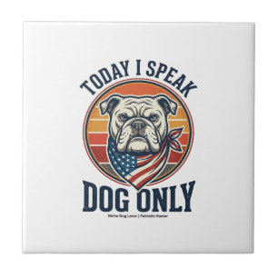 Patriotic Bulldog Shirt Vintage Engraving Dog Love Tile