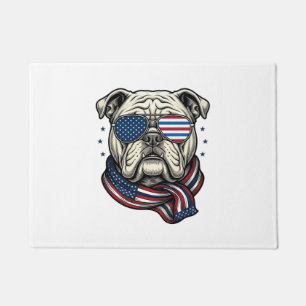 Patriotic Bulldog Vintage Engraving Shirt Design_1 Doormat