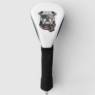 Patriotic Bulldog Vintage Engraving Shirt Design_1 Golf Head Cover