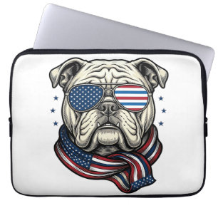 Patriotic Bulldog Vintage Engraving Shirt Design_1 Laptop Sleeve