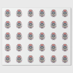 Patriotic Bulldog Vintage Engraving Shirt Design ( Wrapping Paper