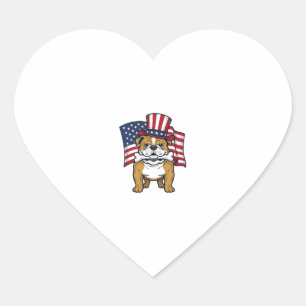 Patriotic Bulldog With Flag Vector Design_1 Heart Sticker