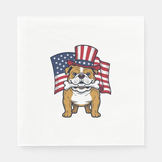 Patriotic Bulldog With Flag Vector Design_1 Napkin (Front)