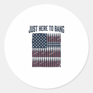 Patriotic Bullet Flag Funny Vintage Graphic T-Shir Classic Round Sticker
