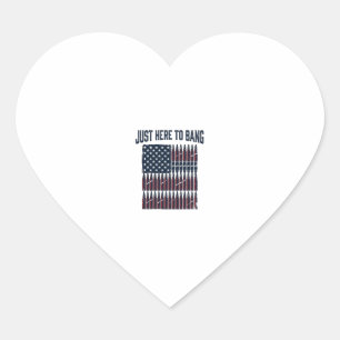 Patriotic Bullet Flag Funny Vintage Graphic T-Shir Heart Sticker