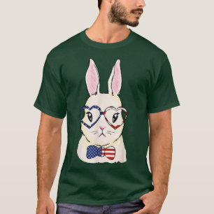 Patriotic Bunny 4th Of July Cute Nerd Rabbit Ameri T-Shirt