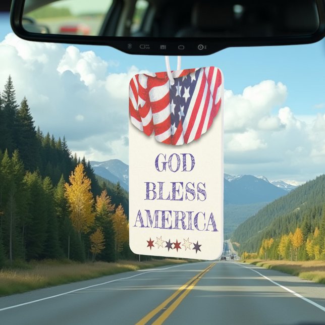 Patriotic Bunting God Bless America Template Car Air Freshener (Same design on both sides of car air freshener)