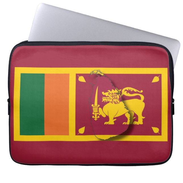Patriotic Burgundy SRI LANKA Laptop Sleeve (Front)