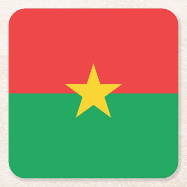 Patriotic Burkina Faso Flag Square Paper Coaster (Front)