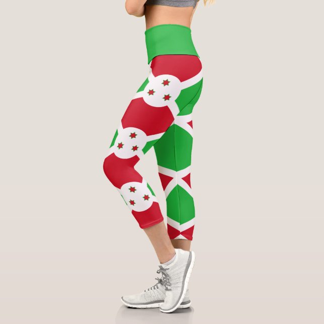 Patriotic Burundi Flag Capri Leggings (Left)